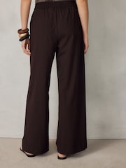 Chocolate Brown Pinstripe Wide Leg Trousers with Side Stripes - Image 4 of 9