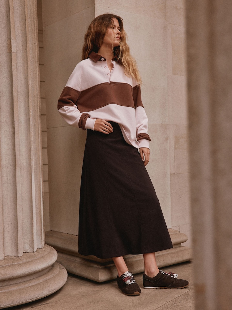Chocolate Brown Cord Maxi Skirt - Image 1 of 7
