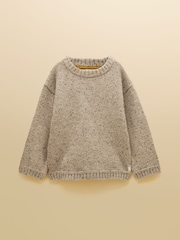 Joules Kids' Fisherman Oatmeal Rib Jumper - Image 1 of 4