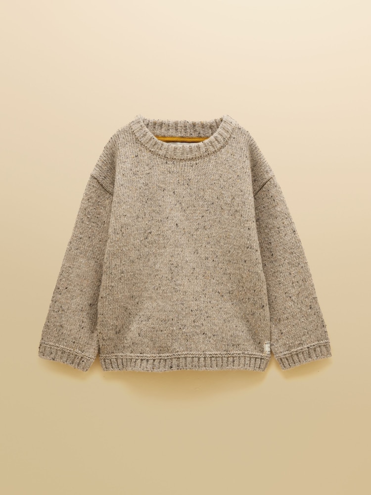 Joules Kids' Fisherman Oatmeal Rib Jumper - Image 1 of 4