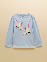 Joules Girls' Ava Blue Applique Long Sleeve Top - Image 1 of 4