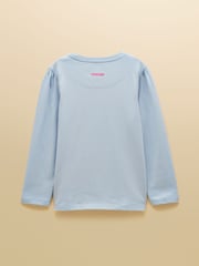 Joules Girls' Ava Blue Applique Long Sleeve Top - Image 2 of 4
