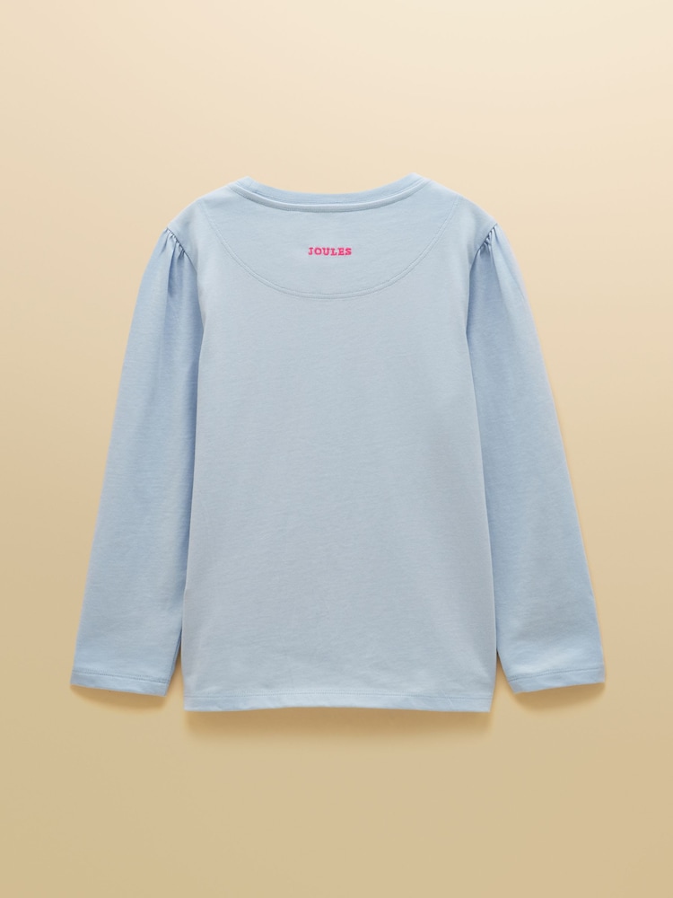 Joules Girls' Ava Blue Applique Long Sleeve Top - Image 2 of 4 Joules Girls' Ava Blue Applique Long Sleeve Top - Image 2 of 4
