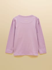 Joules Girls' Ava Lilac Purple Applique Long Sleeve Top - Image 2 of 3