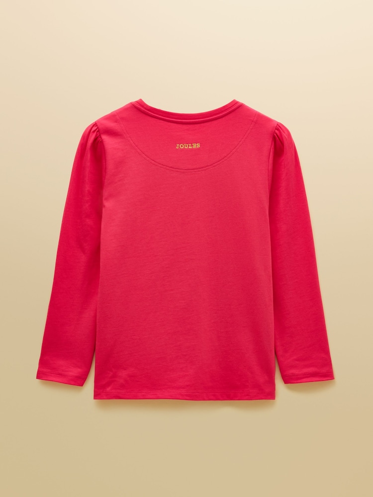 Joules Girls' Ava Pink Applique Long Sleeve Top - Image 2 of 5 Joules Girls' Ava Pink Applique Long Sleeve Top - Image 2 of 5