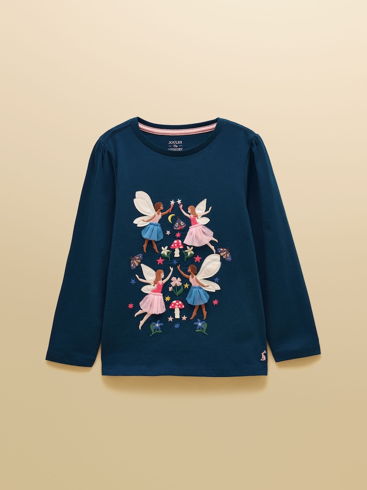Joules Girls' Ava Teal Blue Applique Long Sleeve Top - Image 1 of 5 Joules Girls' Ava Teal Blue Applique Long Sleeve Top - Image 1 of 5