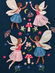 Joules Girls' Ava Teal Blue Applique Long Sleeve Top - Image 3 of 5