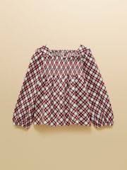 Joules Girls' Eloise Woven Shirred Top - תמונה 1 מתוך 4