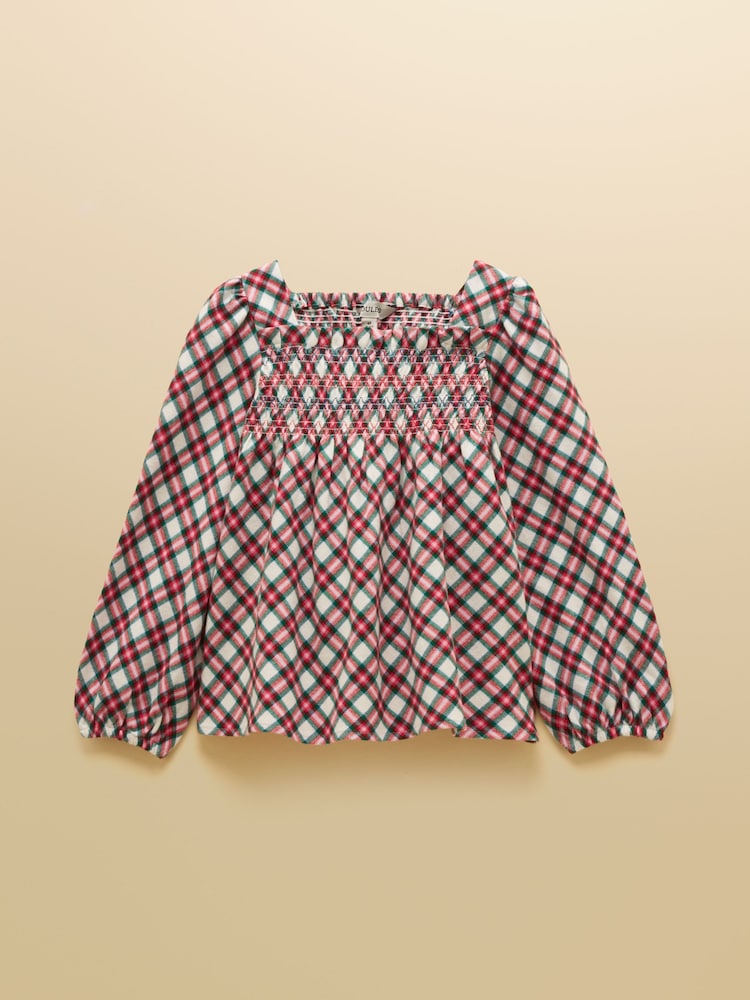 Joules Girls' Eloise Woven Shirred Top - תמונה 1 מתוך 4