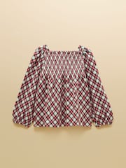 Joules Girls' Eloise Woven Shirred Top - תמונה 2 מתוך 4