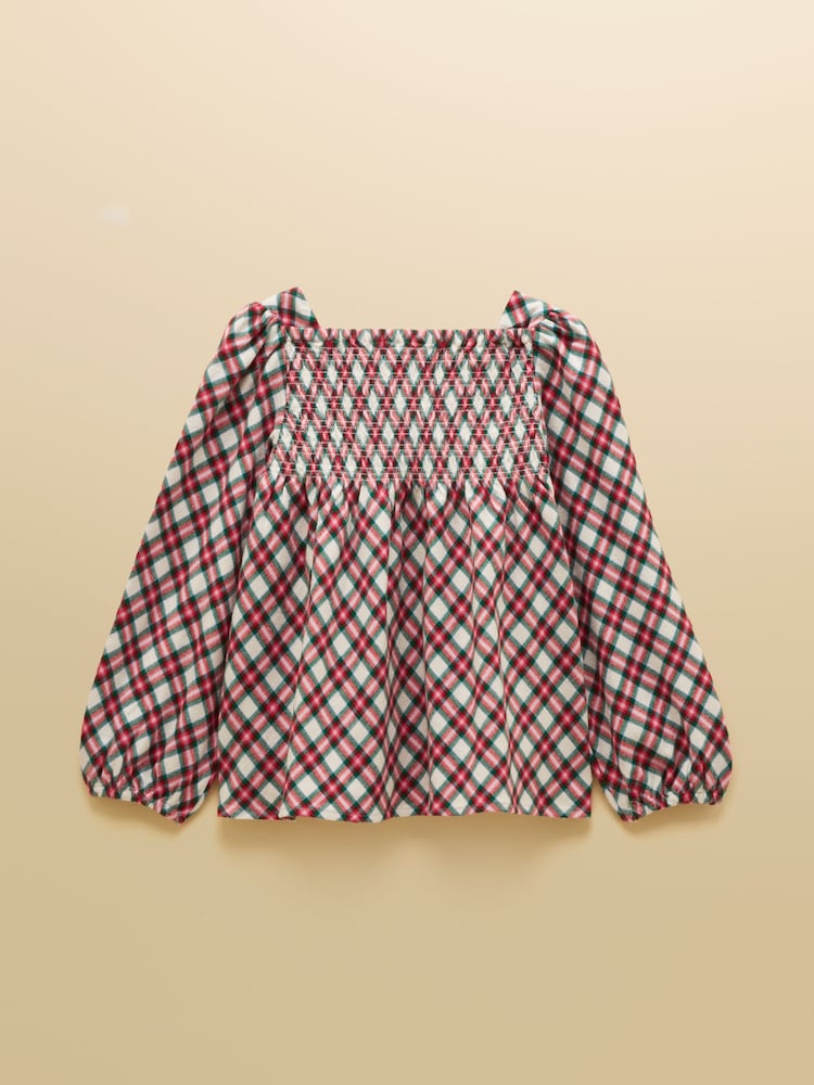 Joules Girls' Eloise Woven Shirred Top - תמונה 2 מתוך 4