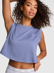 Victoria's Secret Pink Dusty Iris Blue Jersey Pyjama Top - Image 1 of 2
