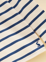 Joules Girls' Sophie Cream & Blue Long Sleeve Ribbed Collared Top - Image 3 of 4