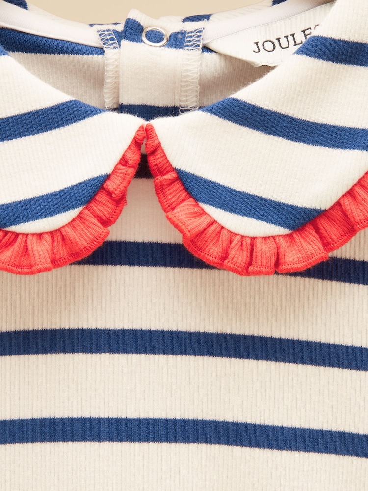 Joules Girls' Sophie Cream & Blue Long Sleeve Ribbed Collared Top - Image 4 of 4 Joules Girls' Sophie Cream & Blue Long Sleeve Ribbed Collared Top - Image 4 of 4