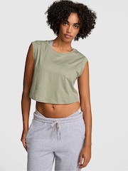 Victoria's Secret Pink Slate Green Jersey Pyjama Top - Image 1 of 2