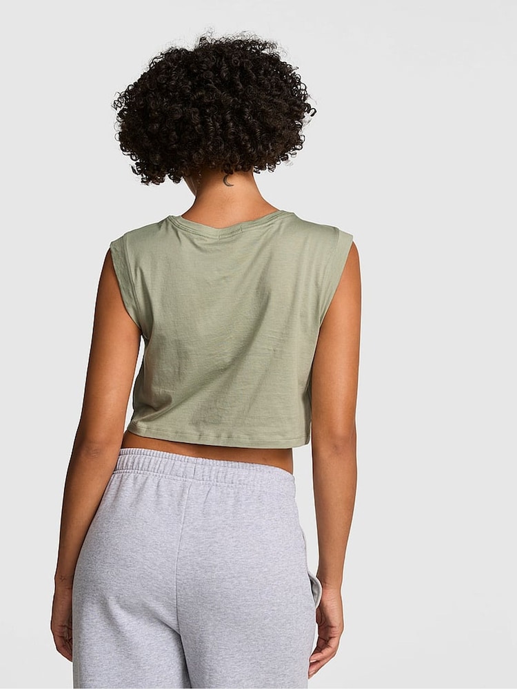 Victoria's Secret Pink Slate Green Jersey Pyjama Top - Image 2 of 2