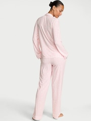Victoria's Secret White & Pink Logo Modal Long Pyjamas Set - Image 2 of 2