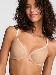 Victoria's Secret Pink Praline Nude Push Up Zebra Lace Bra - Image 1 of 2