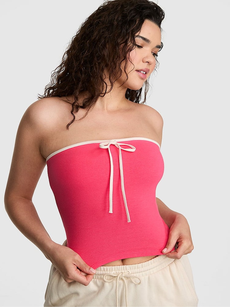 Victoria's Secret Pink Candy Pink Cotton Tube Top - Image 1 of 2 Victoria's Secret Pink Candy Pink Cotton Tube Top - Image 1 of 2