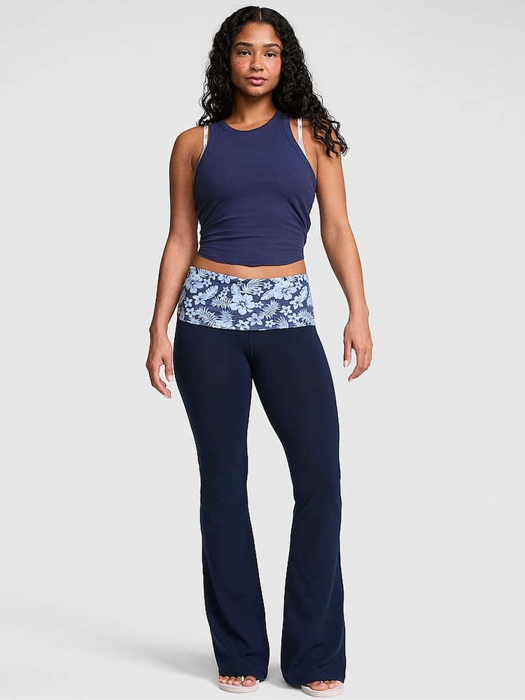 Victoria's Secret PINK Noir Navy Blue Foldover Leggings - Image 1 of 2