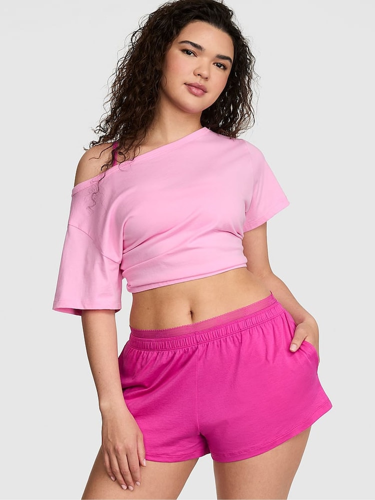 Victoria's Secret Pink Violet Purple Stripes Jersey Short Pyjama Bottoms - Image 1 of 2