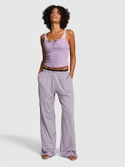 Victoria's Secret Pink Violet Purple Stripes Jersey Long Pyjama Bottoms - Image 1 of 2