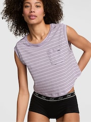 Victoria's Secret Pink Violet Purple Stripes Jersey Pyjama Top - Image 1 of 2