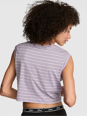Victoria's Secret Pink Violet Purple Stripes Jersey Pyjama Top - Image 2 of 2