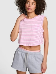 Victoria's Secret Pink Coconut Pink Stripes Jersey Pyjama Top - Image 1 of 2