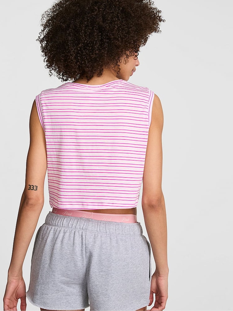 Victoria's Secret Pink Coconut Pink Stripes Jersey Pyjama Top - Image 2 of 2