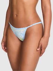 Victoria's Secret PINK Blue Dancer Hibiscus Bikini Lace Trim Rib Knickers - Image 1 of 2