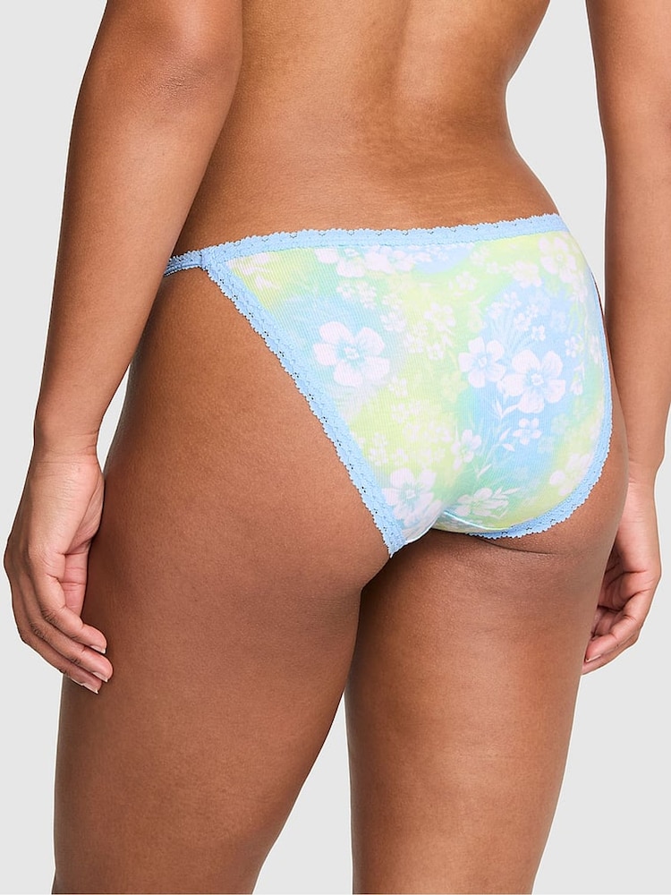 Victoria's Secret PINK Blue Dancer Hibiscus Bikini Lace Trim Rib Knickers - Image 2 of 2 Victoria's Secret PINK Blue Dancer Hibiscus Bikini Lace Trim Rib Knickers - Image 2 of 2