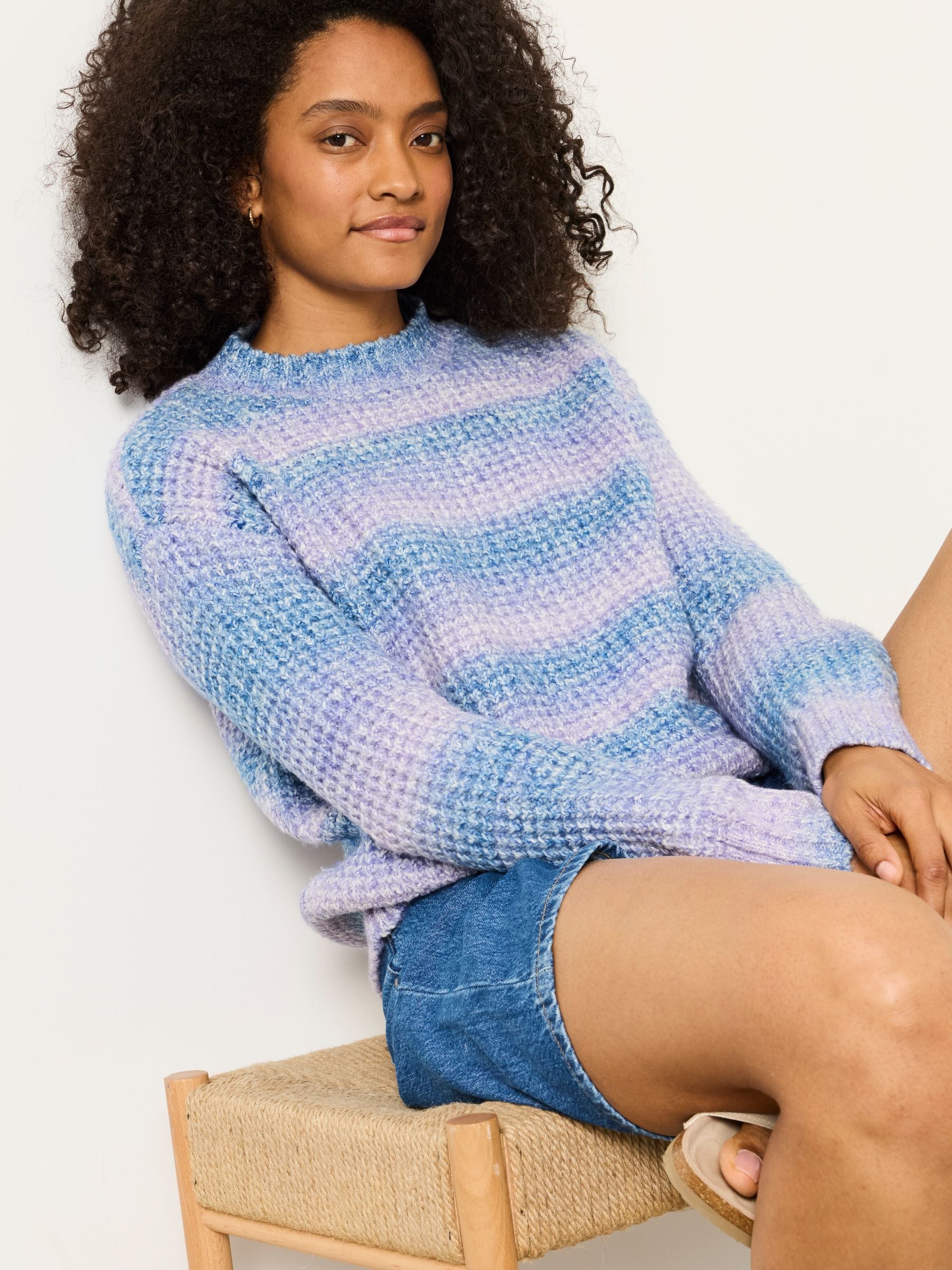Fat Face - Women's Jumper - Crew Neck - Cotton Blend - Lilac
