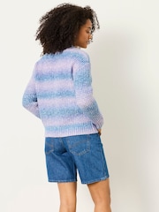 Lilac Purple Carolina Knitted Ombre Textured Crew Neck Jumper - Image 2 of 5