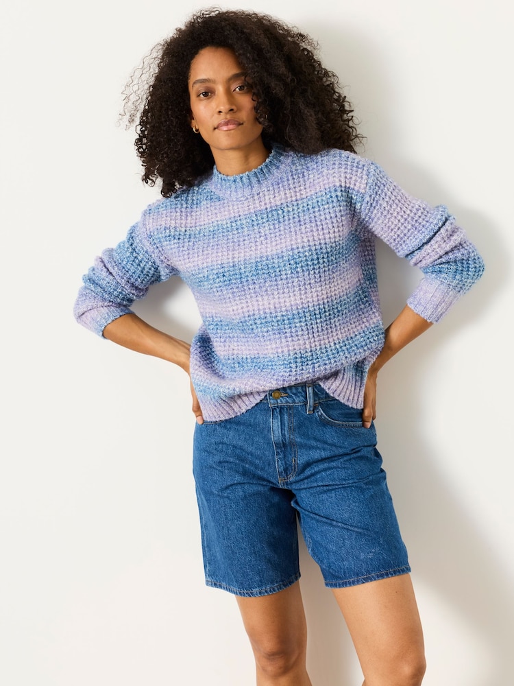 Lilac Purple Carolina Knitted Ombre Textured Crew Neck Jumper - Image 2 of 5