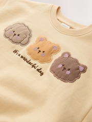 Chocolate Brown Bear Crew Neck Sweatshirt & Shorts Set (3mths-7yrs) - Image 4 of 5