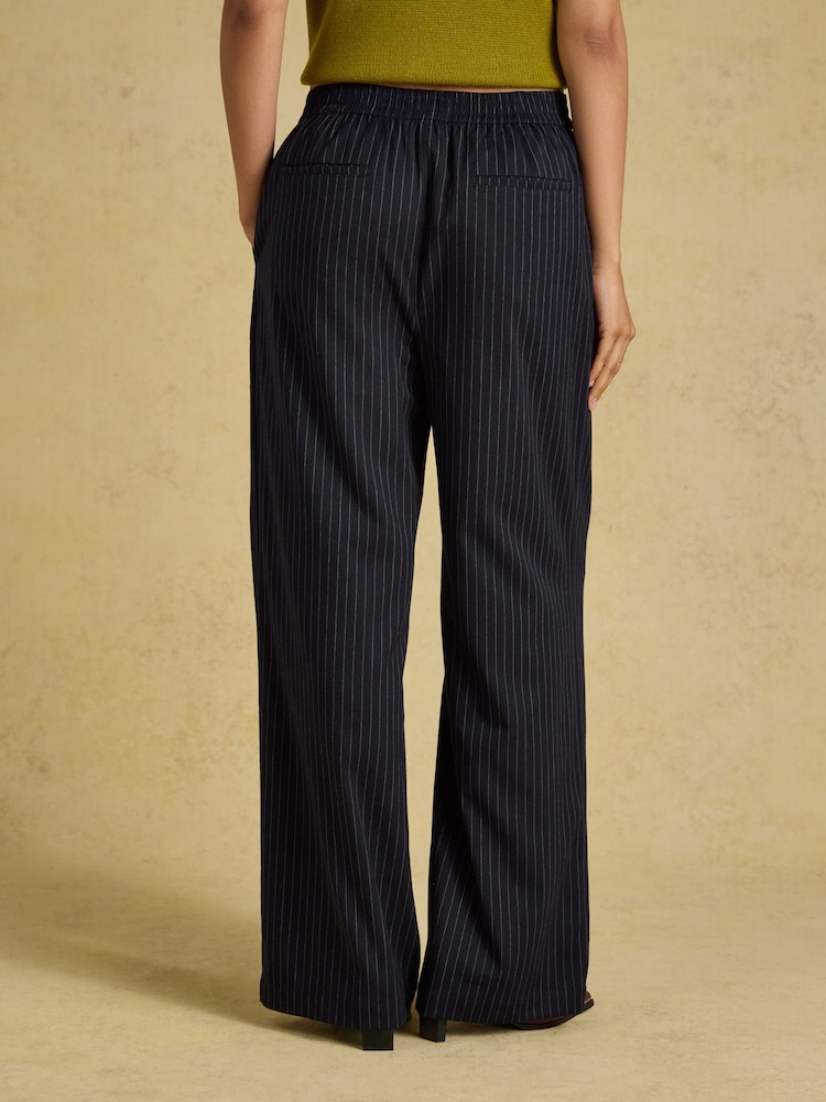 Joules Navy Stripe Pinstriped Pull On Trouser - Image 2 of 6 Joules Navy Stripe Pinstriped Pull On Trouser - Image 2 of 6