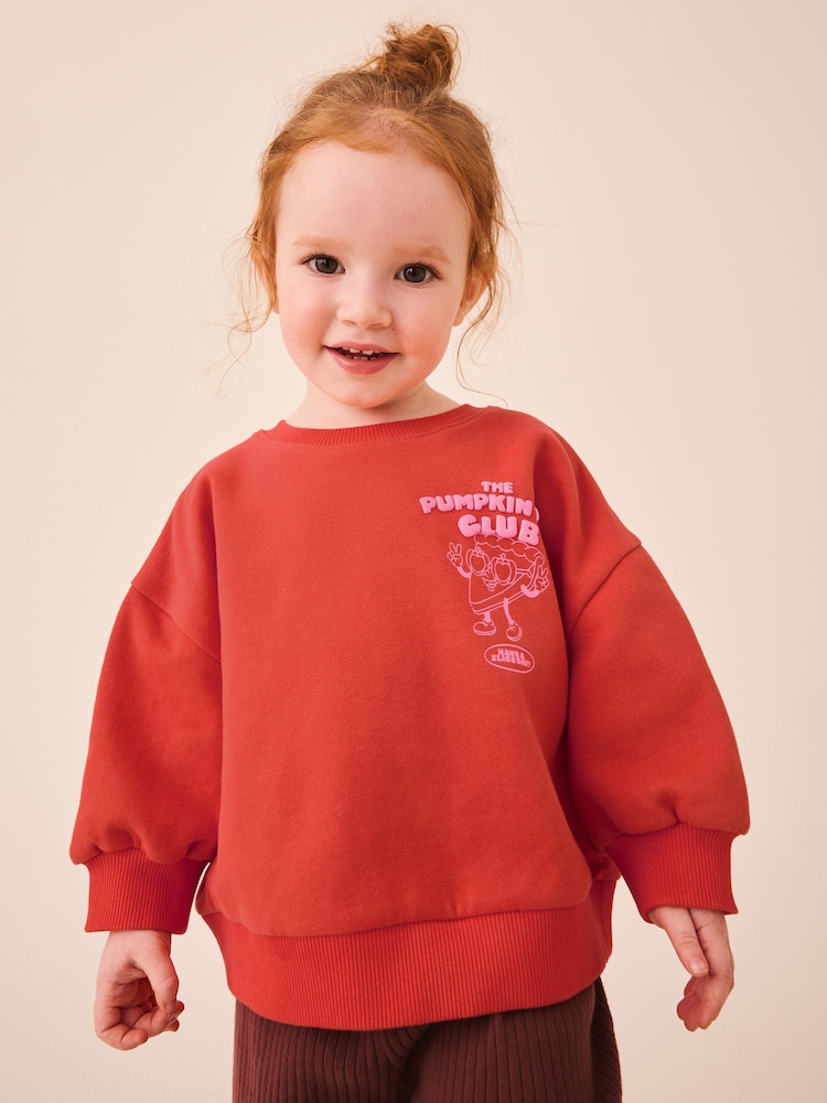 Orange Pumpkin Pie Club Crew Neck Sweatshirt (3mths-7yrs) - Image 2 of 8 Orange Pumpkin Pie Club Crew Neck Sweatshirt (3mths-7yrs) - Image 2 of 8