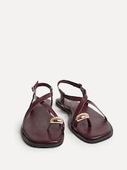 Linzi Red Mist Strappy Flat Sandals With Toe Ring - Image 3 of 5