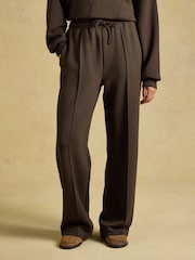 Joules Chocolate Brown Super Soft Pull On Smart Wide Leg Joggers - Image 1 of 5