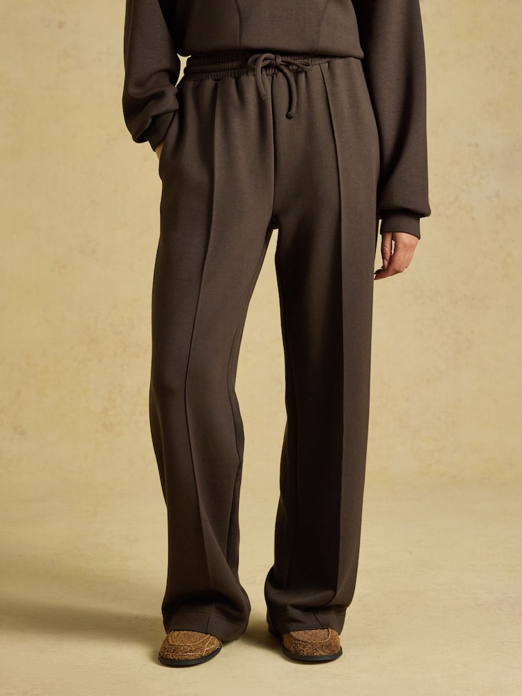 Joules Chocolate Brown Super Soft Pull On Smart Wide Leg Joggers - Image 1 of 5 Joules Chocolate Brown Super Soft Pull On Smart Wide Leg Joggers - Image 1 of 5