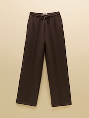Joules Chocolate Brown Super Soft Pull On Smart Wide Leg Joggers - Image 5 of 5