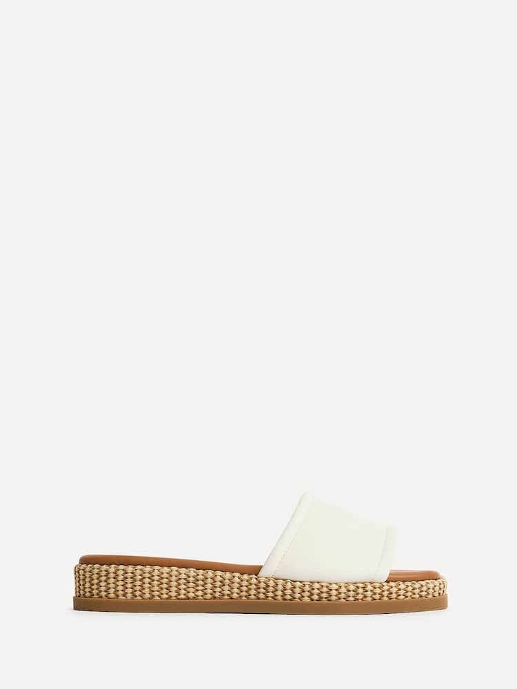 Linzi White Stay Raffia Flatform Mule Sandals - Image 2 of 5 Linzi White Stay Raffia Flatform Mule Sandals - Image 2 of 5