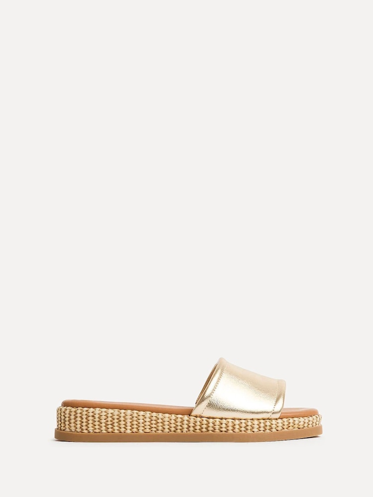 Linzi Gold Stay Raffia Flatform Mule Sandals - Image 2 of 6 Linzi Gold Stay Raffia Flatform Mule Sandals - Image 2 of 6