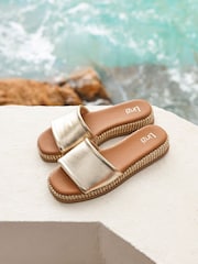 Linzi Gold Stay Raffia Flatform Mule Sandals - Image 6 of 6