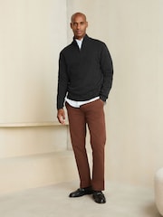 Tan Brown Slim Fit Smart Cotton TENCEL™ Lyocell Blend Chinos With Comfort Waistband - Image 1 of 4
