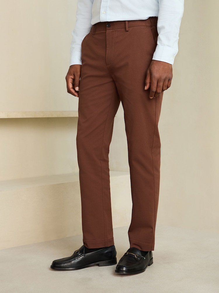 Tan Brown Slim Fit Smart Cotton TENCEL™ Lyocell Blend Chinos With Comfort Waistband - Image 2 of 4 Tan Brown Slim Fit Smart Cotton TENCEL™ Lyocell Blend Chinos With Comfort Waistband - Image 2 of 4