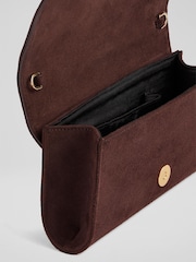 LK Bennett Chocolate Brown Florence Suede Clutch Bag - Image 3 of 3