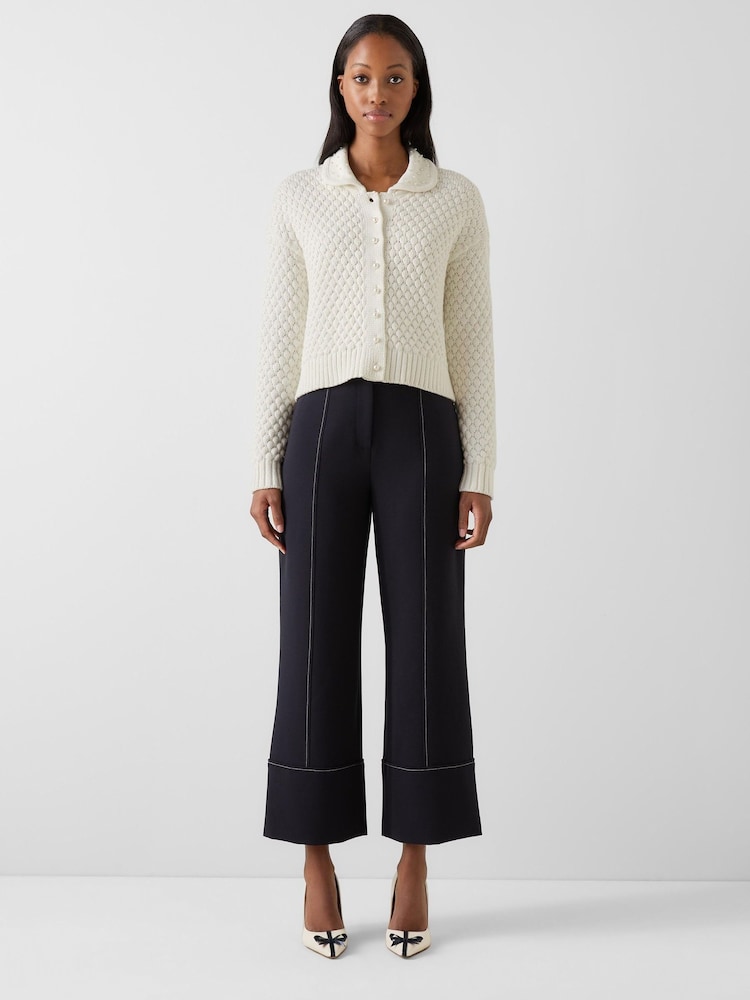 LK Bennett Cream Clo Pearl Knitted Cotton Cardigan - Image 1 of 3 LK Bennett Cream Clo Pearl Knitted Cotton Cardigan - Image 1 of 3