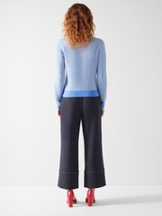 LK Bennett Blue Vella Cotton Stitch Detail Cardigan - Image 2 of 3